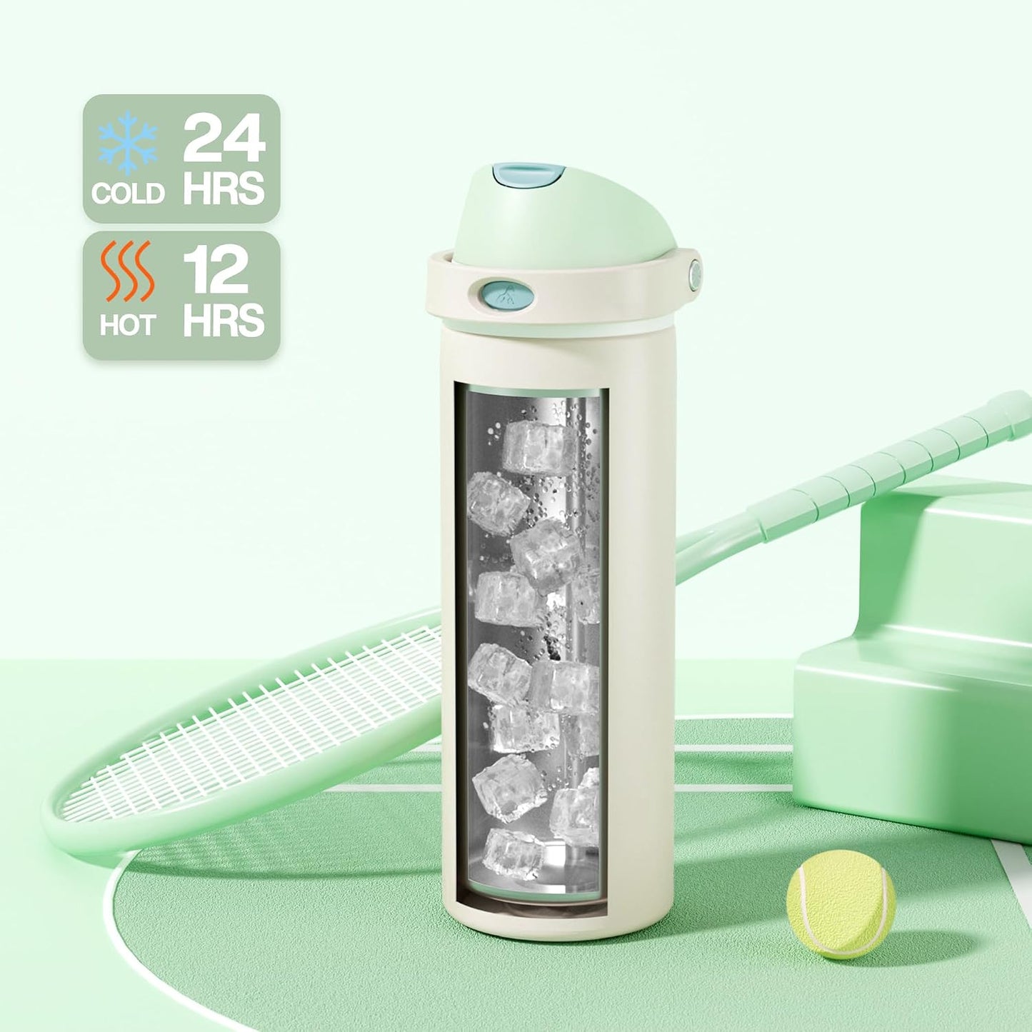 24 oz Stainless Steel Water Bottle: 2-in-1 Push-Button Spout & Quick-Flip Straw, Leakproof, Cold 24Hrs, Fits Car Cup Holder, Insulated Vacuum Flask for Sports, Trip, School Gift (Storm Hammer) - Colors A