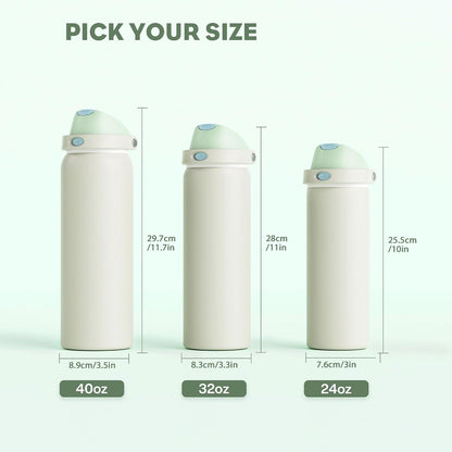 24 oz Stainless Steel Water Bottle: 2-in-1 Push-Button Spout & Quick-Flip Straw, Leakproof, Cold 24Hrs, Fits Car Cup Holder, Insulated Vacuum Flask for Sports, Trip, School Gift (Storm Hammer) - Colors A