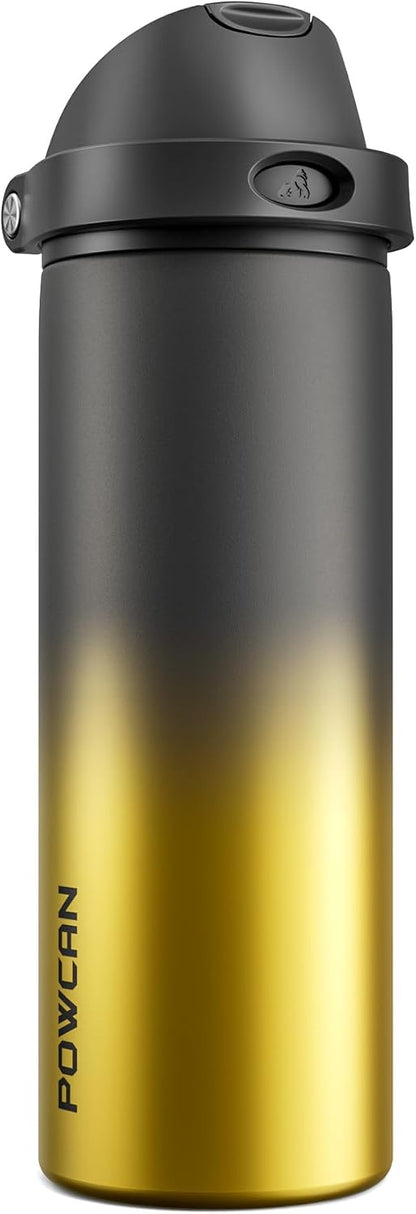 24 oz Stainless Steel Water Bottle: 2-in-1 Push-Button Spout & Quick-Flip Straw, Leakproof, Cold 24Hrs, Fits Car Cup Holder, Insulated Vacuum Flask for Sports, Trip, School Gift (Storm Hammer) - Colors A