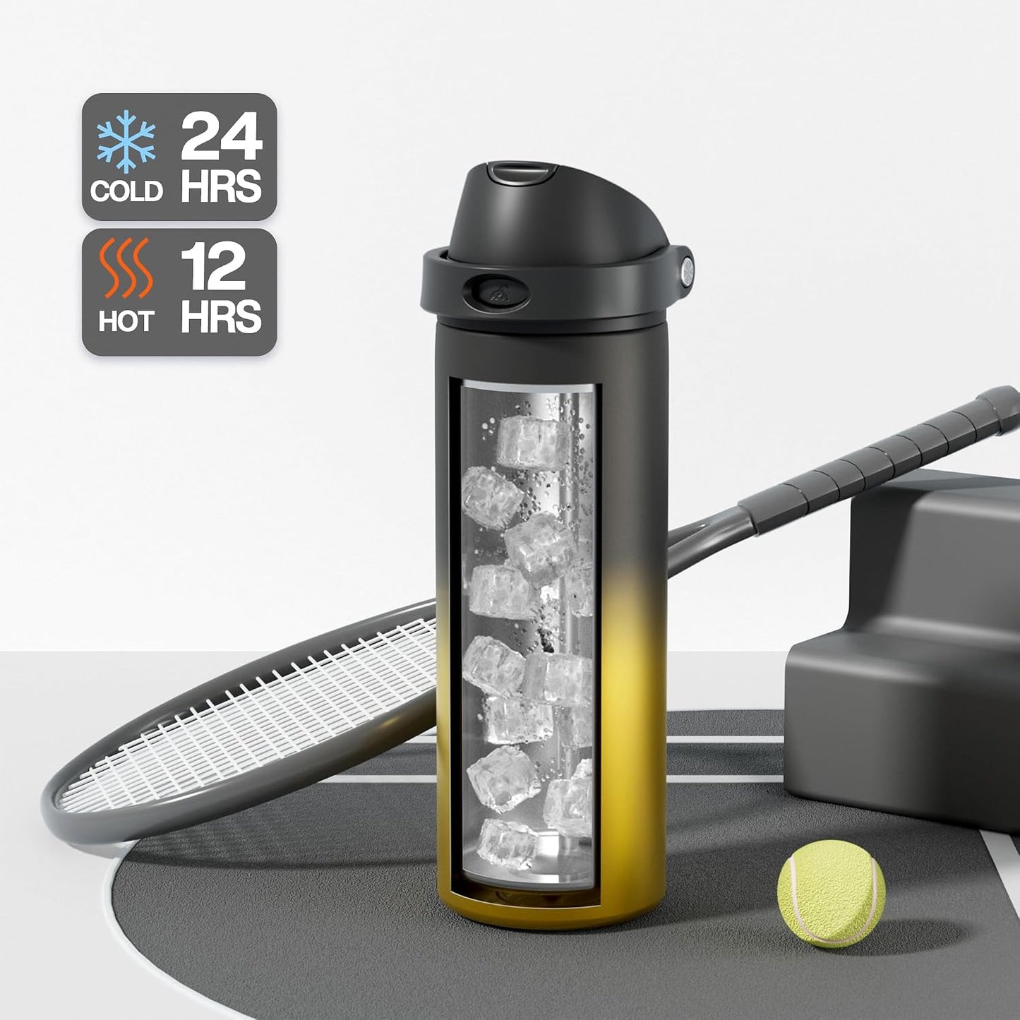 24 oz Stainless Steel Water Bottle: 2-in-1 Push-Button Spout & Quick-Flip Straw, Leakproof, Cold 24Hrs, Fits Car Cup Holder, Insulated Vacuum Flask for Sports, Trip, School Gift (Storm Hammer) - Colors A