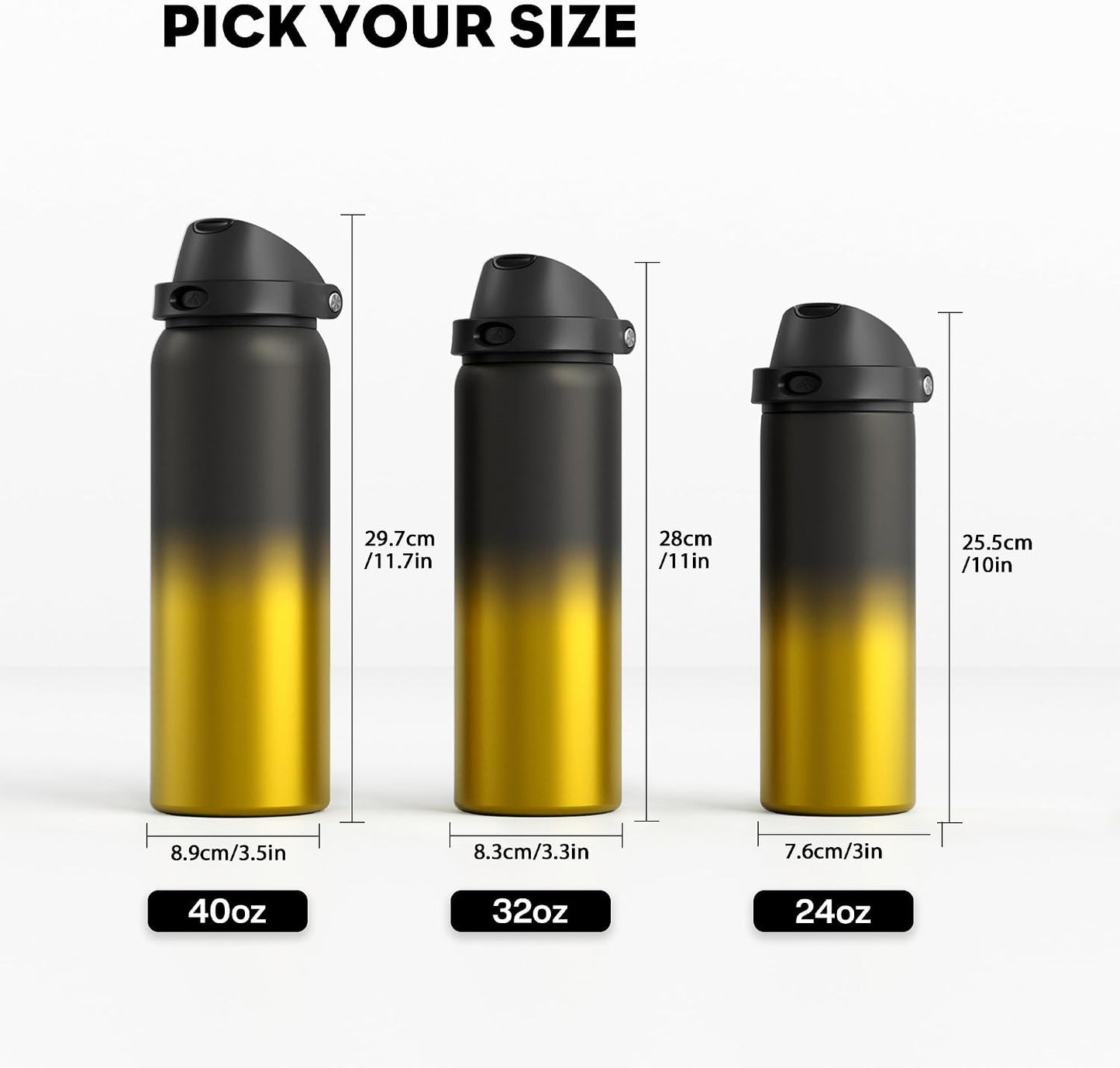 24 oz Stainless Steel Water Bottle: 2-in-1 Push-Button Spout & Quick-Flip Straw, Leakproof, Cold 24Hrs, Fits Car Cup Holder, Insulated Vacuum Flask for Sports, Trip, School Gift (Storm Hammer) - Colors A