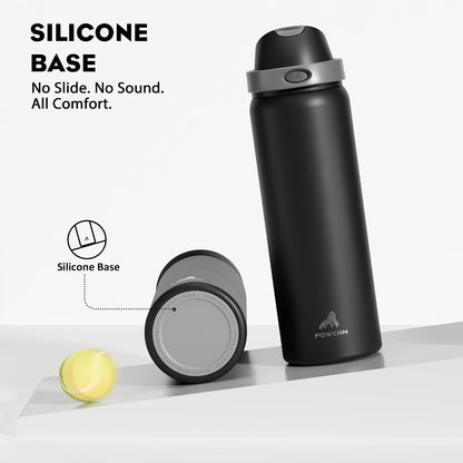 24 oz Stainless Steel Water Bottle: 2-in-1 Push-Button Spout & Quick-Flip Straw, Leakproof, Cold 24Hrs, Fits Car Cup Holder, Insulated Vacuum Flask for Sports, Trip, School Gift (Storm Hammer) - Colors A