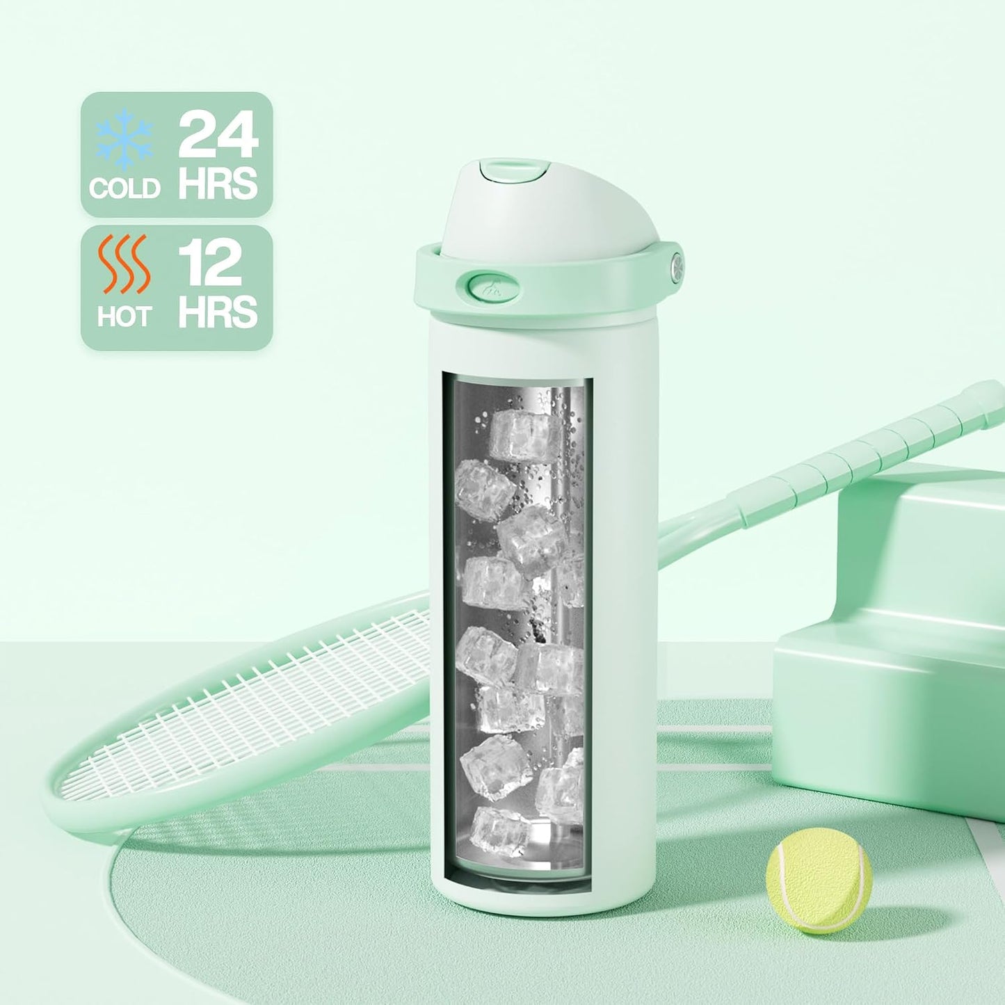 24 oz Stainless Steel Water Bottle: 2-in-1 Push-Button Spout & Quick-Flip Straw, Leakproof, Cold 24Hrs, Fits Car Cup Holder, Insulated Vacuum Flask for Sports, Trip, School Gift (Storm Hammer) - Colors A