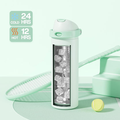 24 oz Stainless Steel Water Bottle: 2-in-1 Push-Button Spout & Quick-Flip Straw, Leakproof, Cold 24Hrs, Fits Car Cup Holder, Insulated Vacuum Flask for Sports, Trip, School Gift (Storm Hammer) - Colors A