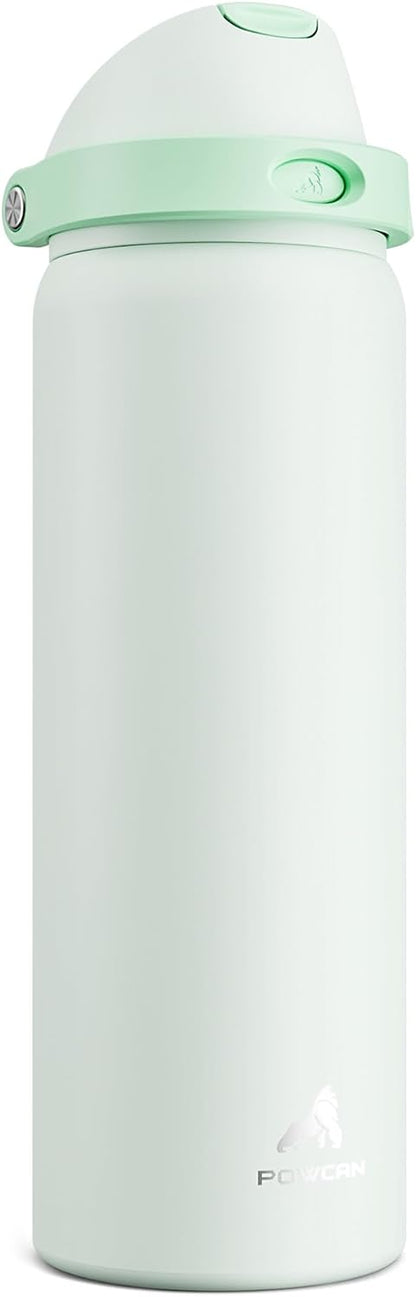 24 oz Stainless Steel Water Bottle: 2-in-1 Push-Button Spout & Quick-Flip Straw, Leakproof, Cold 24Hrs, Fits Car Cup Holder, Insulated Vacuum Flask for Sports, Trip, School Gift (Storm Hammer) - Colors A