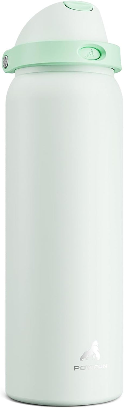 24 oz Stainless Steel Water Bottle: 2-in-1 Push-Button Spout & Quick-Flip Straw, Leakproof, Cold 24Hrs, Fits Car Cup Holder, Insulated Vacuum Flask for Sports, Trip, School Gift (Storm Hammer) - Colors A