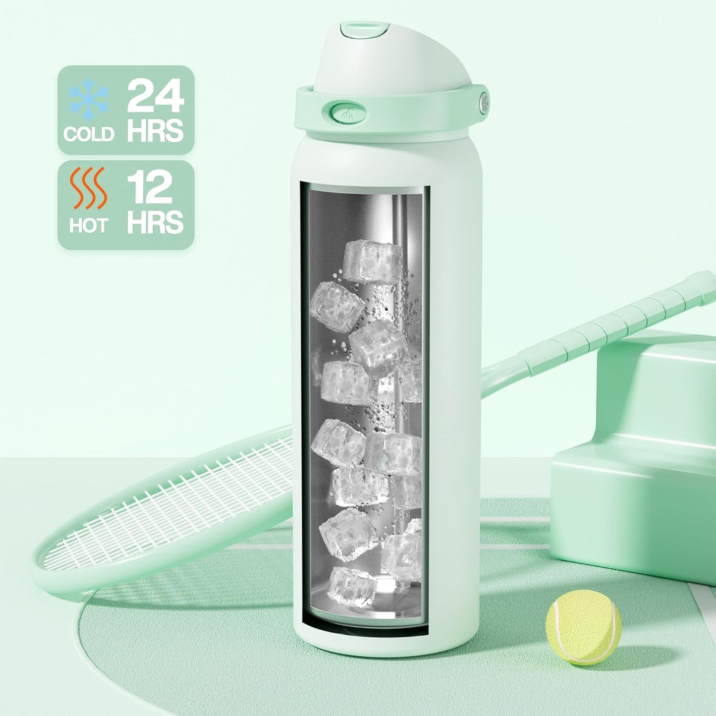24 oz Stainless Steel Water Bottle: 2-in-1 Push-Button Spout & Quick-Flip Straw, Leakproof, Cold 24Hrs, Fits Car Cup Holder, Insulated Vacuum Flask for Sports, Trip, School Gift (Storm Hammer) - Colors A