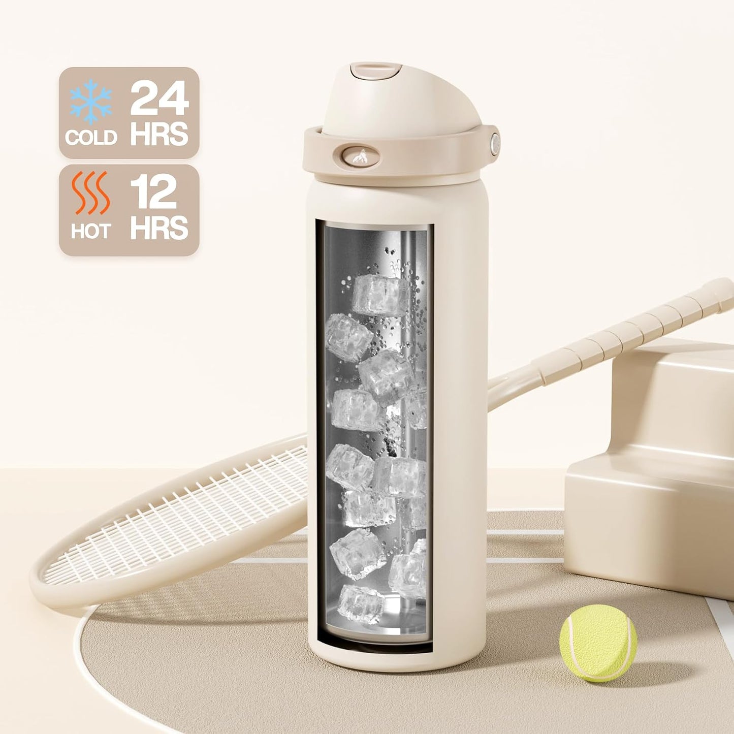 24 oz Stainless Steel Water Bottle: 2-in-1 Push-Button Spout & Quick-Flip Straw, Leakproof, Cold 24Hrs, Fits Car Cup Holder, Insulated Vacuum Flask for Sports, Trip, School Gift (Storm Hammer) - Colors A