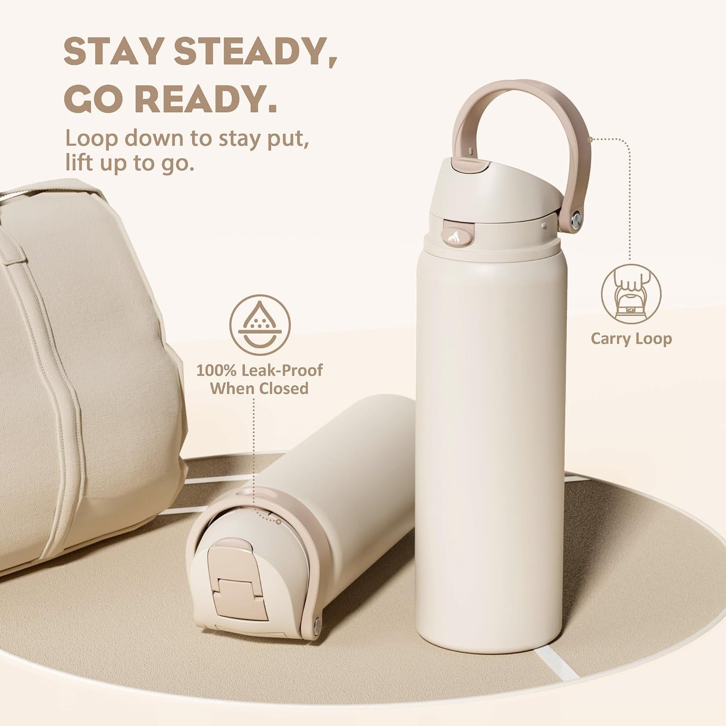 24 oz Stainless Steel Water Bottle: 2-in-1 Push-Button Spout & Quick-Flip Straw, Leakproof, Cold 24Hrs, Fits Car Cup Holder, Insulated Vacuum Flask for Sports, Trip, School Gift (Storm Hammer) - Colors A