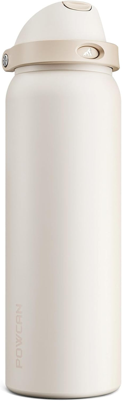 24 oz Stainless Steel Water Bottle: 2-in-1 Push-Button Spout & Quick-Flip Straw, Leakproof, Cold 24Hrs, Fits Car Cup Holder, Insulated Vacuum Flask for Sports, Trip, School Gift (Storm Hammer) - Colors A