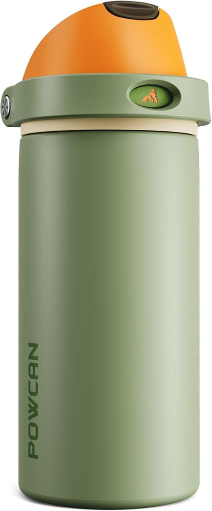 24 oz Stainless Steel Water Bottle: 2-in-1 Push-Button Spout & Quick-Flip Straw, Leakproof, Cold 24Hrs, Fits Car Cup Holder, Insulated Vacuum Flask for Sports, Trip, School Gift (Storm Hammer) - Colors A