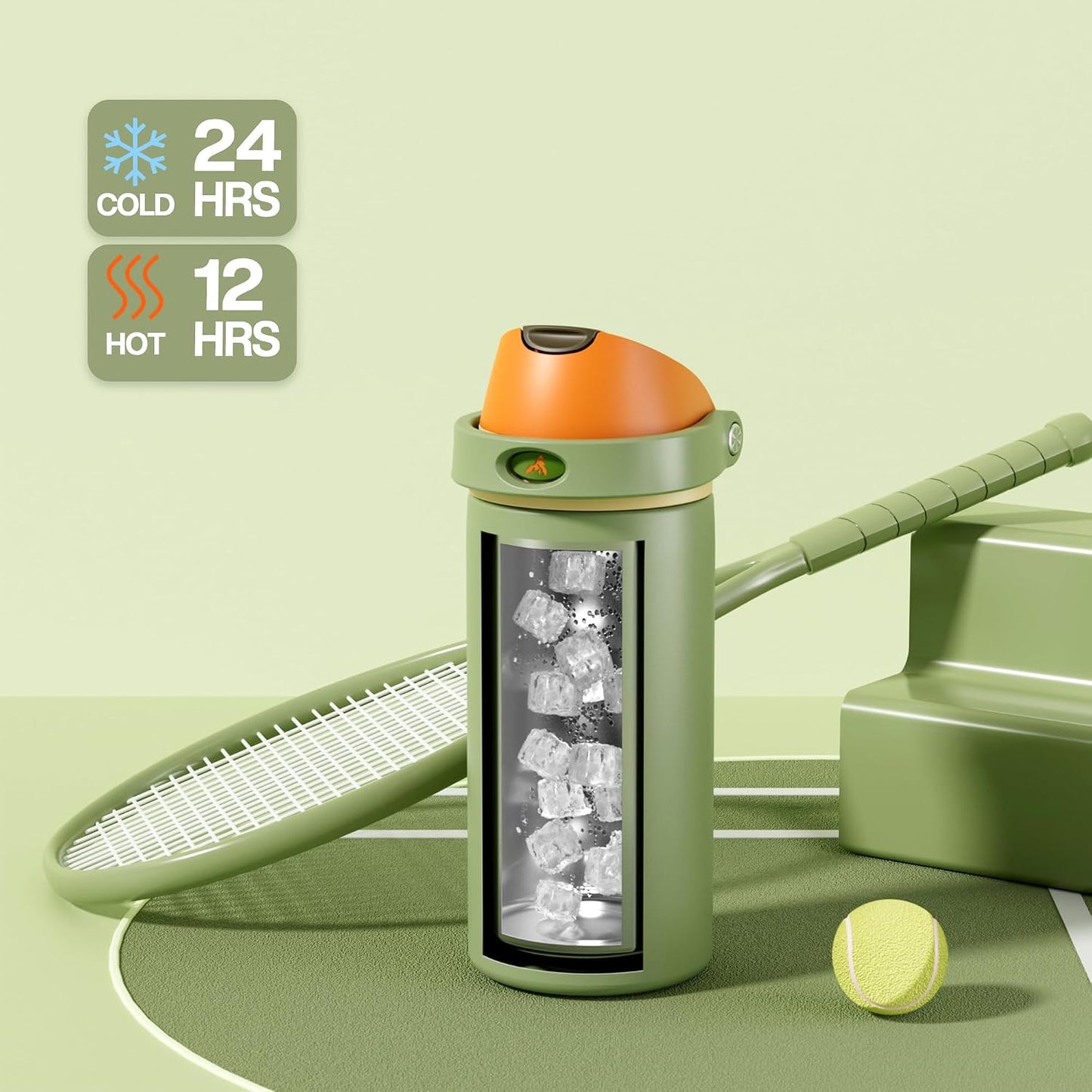24 oz Stainless Steel Water Bottle: 2-in-1 Push-Button Spout & Quick-Flip Straw, Leakproof, Cold 24Hrs, Fits Car Cup Holder, Insulated Vacuum Flask for Sports, Trip, School Gift (Storm Hammer) - Colors A