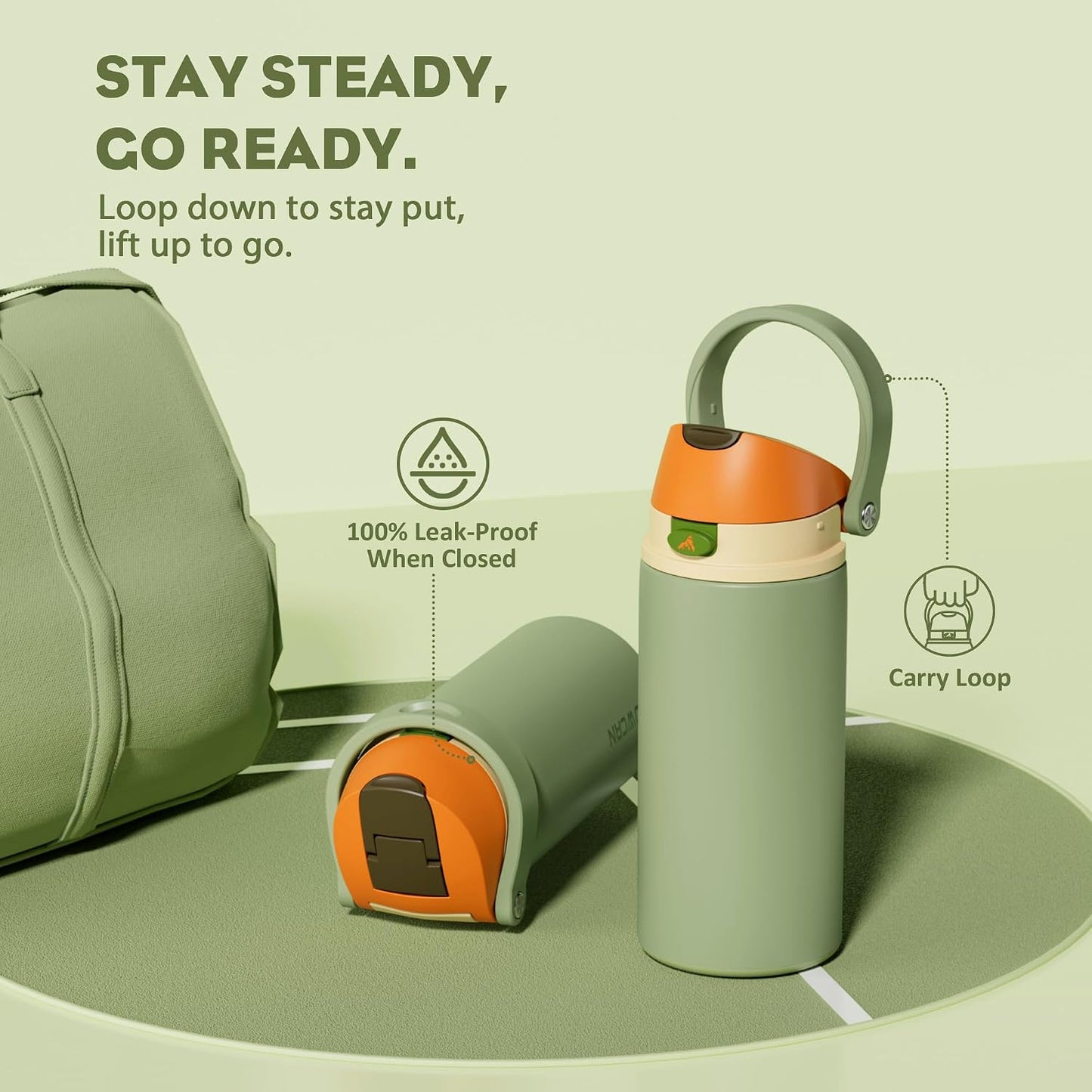 24 oz Stainless Steel Water Bottle: 2-in-1 Push-Button Spout & Quick-Flip Straw, Leakproof, Cold 24Hrs, Fits Car Cup Holder, Insulated Vacuum Flask for Sports, Trip, School Gift (Storm Hammer) - Colors A