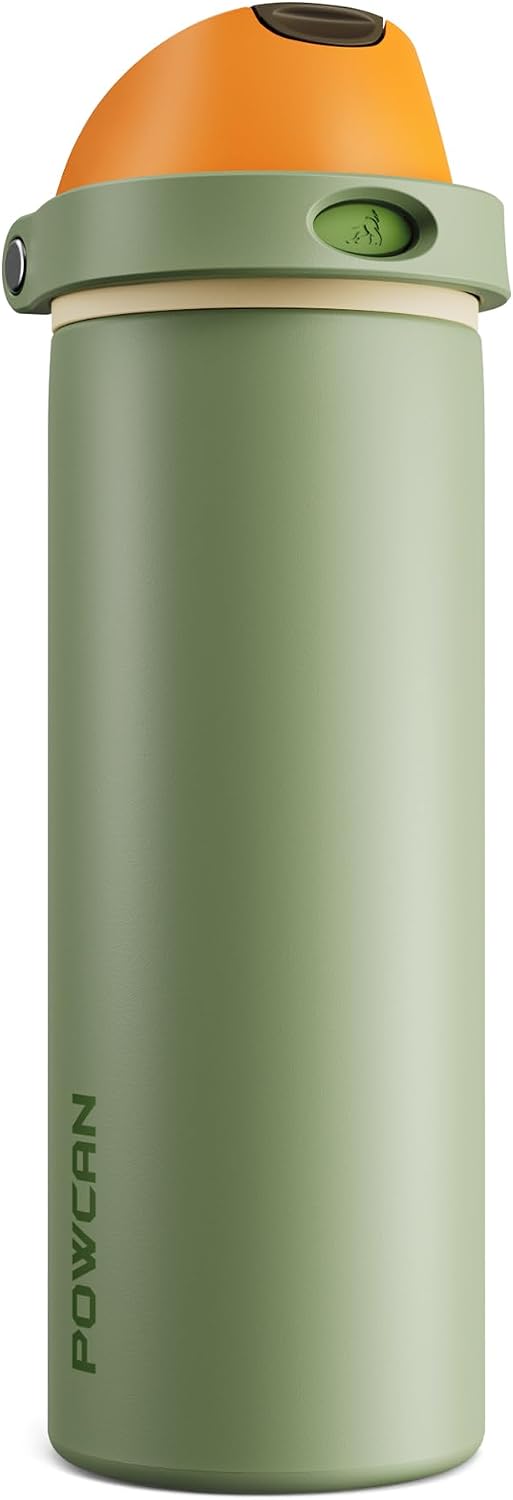 24 oz Stainless Steel Water Bottle: 2-in-1 Push-Button Spout & Quick-Flip Straw, Leakproof, Cold 24Hrs, Fits Car Cup Holder, Insulated Vacuum Flask for Sports, Trip, School Gift (Storm Hammer) - Colors A