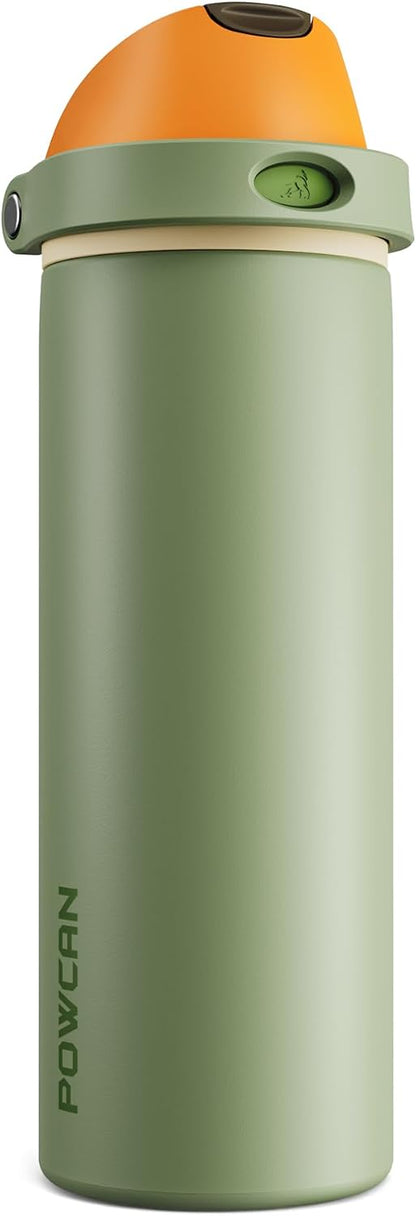 24 oz Stainless Steel Water Bottle: 2-in-1 Push-Button Spout & Quick-Flip Straw, Leakproof, Cold 24Hrs, Fits Car Cup Holder, Insulated Vacuum Flask for Sports, Trip, School Gift (Storm Hammer) - Colors A