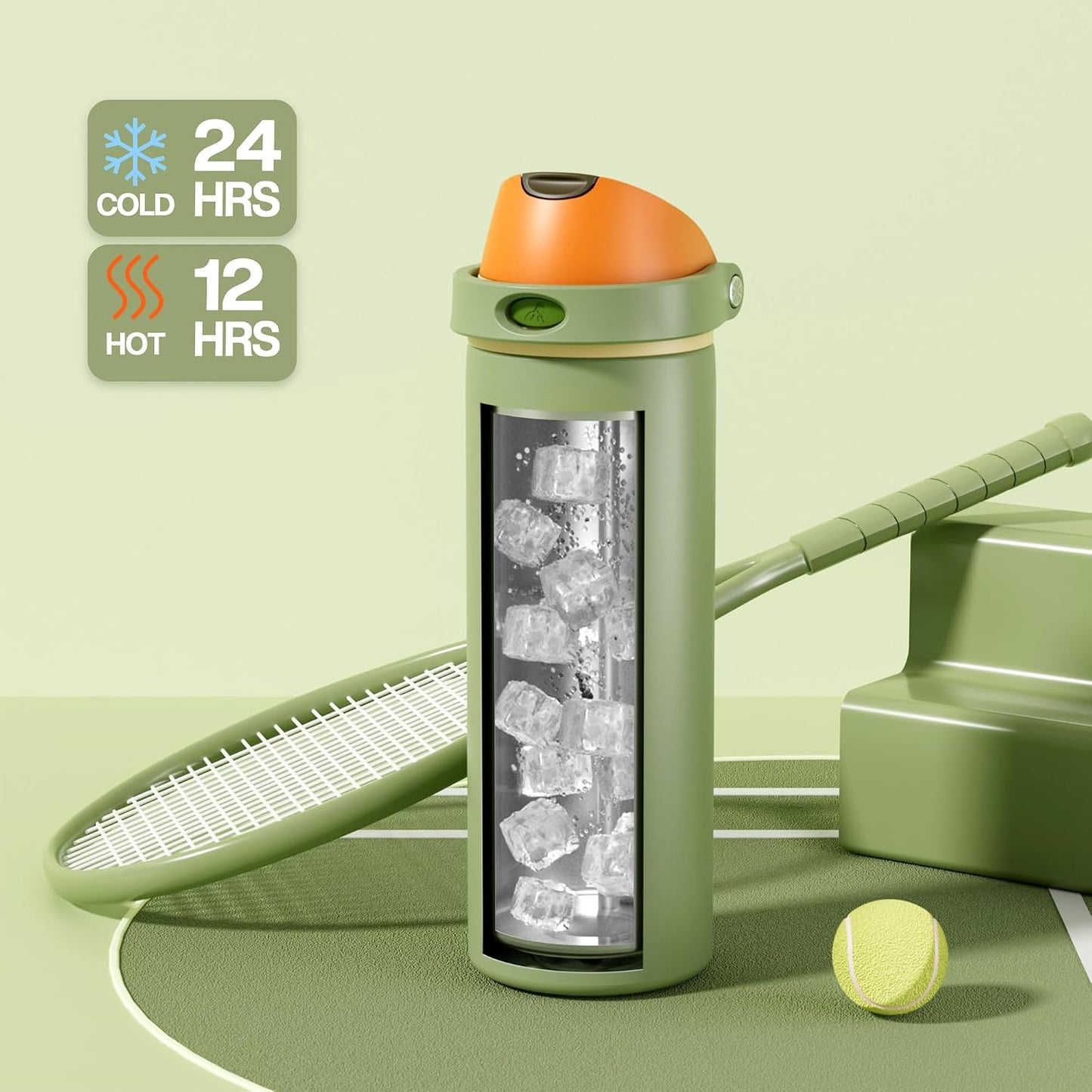 24 oz Stainless Steel Water Bottle: 2-in-1 Push-Button Spout & Quick-Flip Straw, Leakproof, Cold 24Hrs, Fits Car Cup Holder, Insulated Vacuum Flask for Sports, Trip, School Gift (Storm Hammer) - Colors A