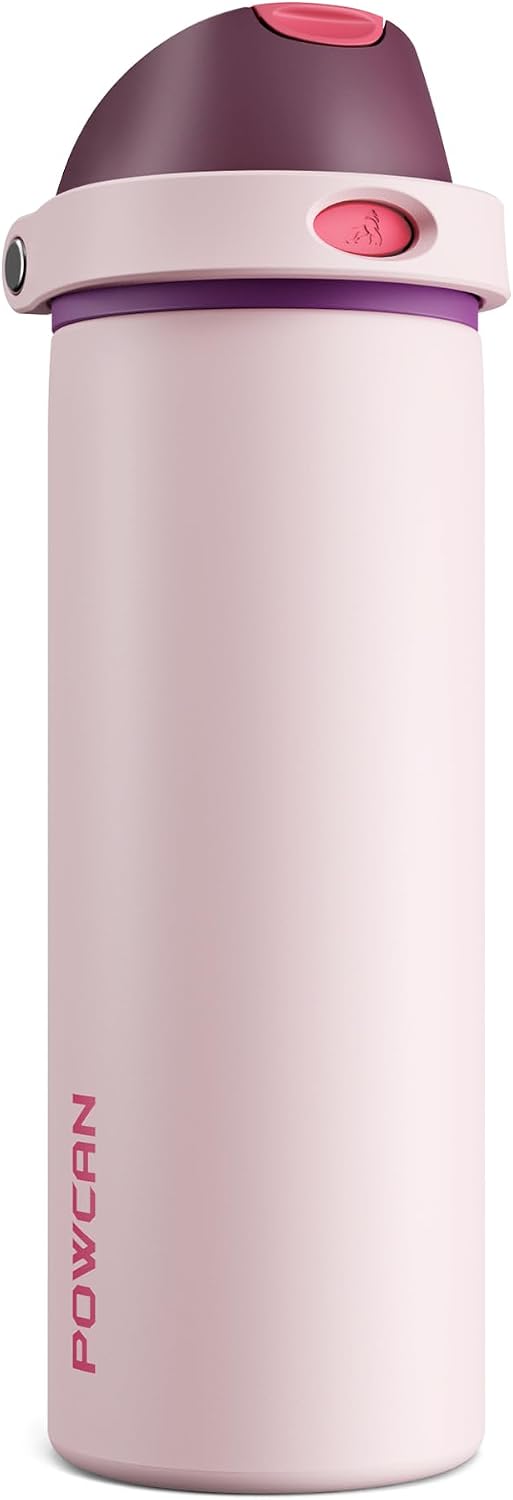 24 oz Stainless Steel Water Bottle: 2-in-1 Push-Button Spout & Quick-Flip Straw, Leakproof, Cold 24Hrs, Fits Car Cup Holder, Insulated Vacuum Flask for Sports, Trip, School Gift (Storm Hammer) - Colors A