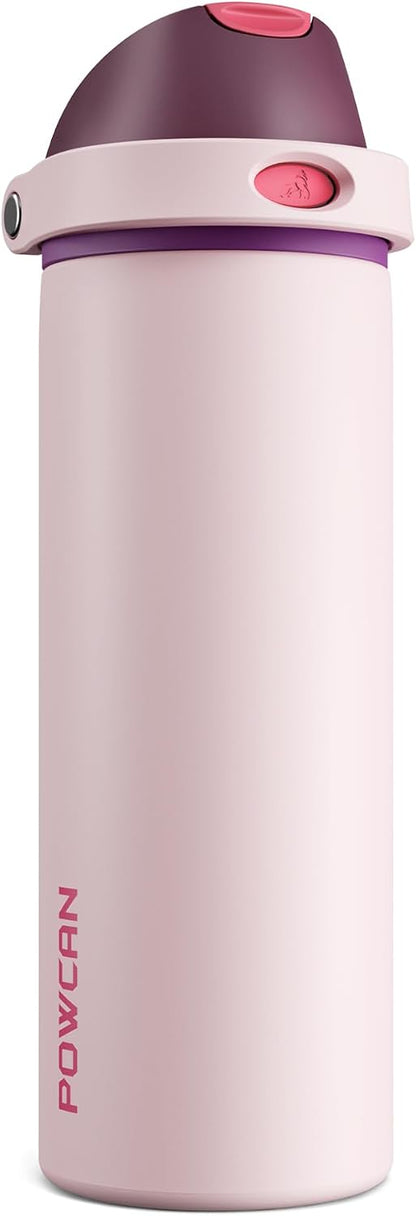 24 oz Stainless Steel Water Bottle: 2-in-1 Push-Button Spout & Quick-Flip Straw, Leakproof, Cold 24Hrs, Fits Car Cup Holder, Insulated Vacuum Flask for Sports, Trip, School Gift (Storm Hammer) - Colors A