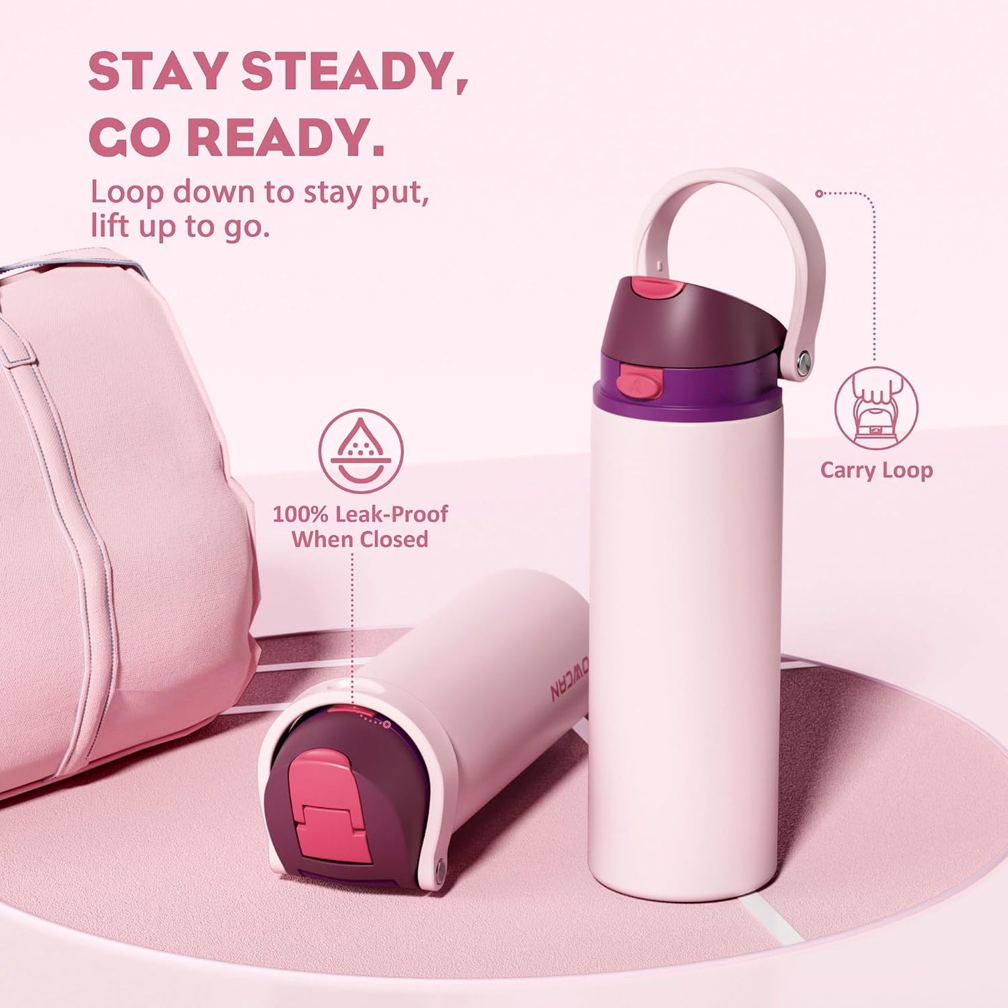 24 oz Stainless Steel Water Bottle: 2-in-1 Push-Button Spout & Quick-Flip Straw, Leakproof, Cold 24Hrs, Fits Car Cup Holder, Insulated Vacuum Flask for Sports, Trip, School Gift (Storm Hammer) - Colors A