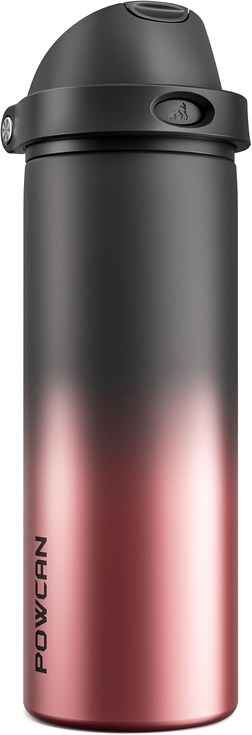 24 oz Stainless Steel Water Bottle: 2-in-1 Push-Button Spout & Quick-Flip Straw, Leakproof, Cold 24Hrs, Fits Car Cup Holder, Insulated Vacuum Flask for Sports, Trip, School Gift (Storm Hammer) - Colors A