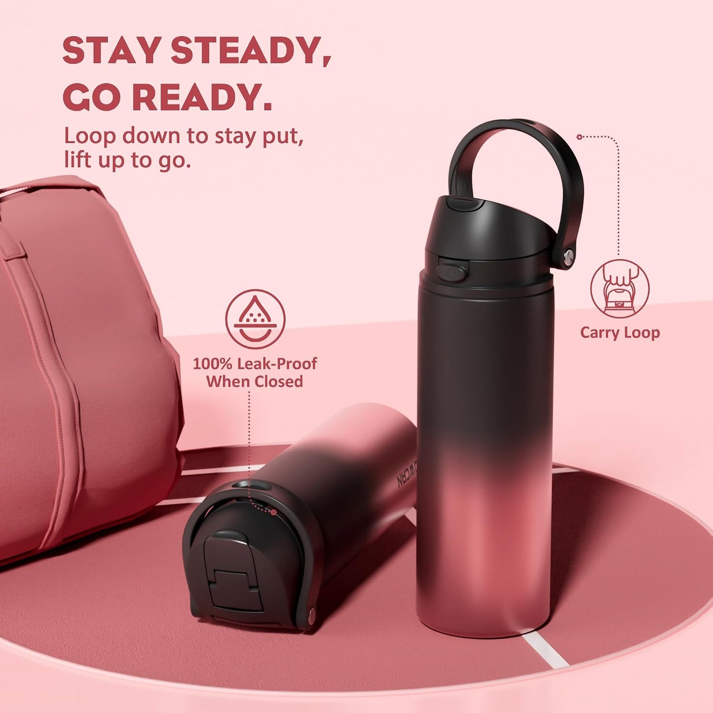 24 oz Stainless Steel Water Bottle: 2-in-1 Push-Button Spout & Quick-Flip Straw, Leakproof, Cold 24Hrs, Fits Car Cup Holder, Insulated Vacuum Flask for Sports, Trip, School Gift (Storm Hammer) - Colors A