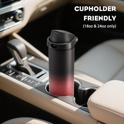 24 oz Stainless Steel Water Bottle: 2-in-1 Push-Button Spout & Quick-Flip Straw, Leakproof, Cold 24Hrs, Fits Car Cup Holder, Insulated Vacuum Flask for Sports, Trip, School Gift (Storm Hammer) - Colors A