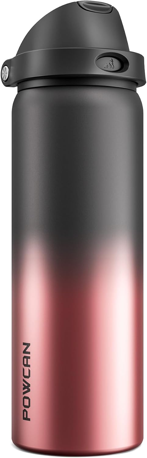 24 oz Stainless Steel Water Bottle: 2-in-1 Push-Button Spout & Quick-Flip Straw, Leakproof, Cold 24Hrs, Fits Car Cup Holder, Insulated Vacuum Flask for Sports, Trip, School Gift (Storm Hammer) - Colors A