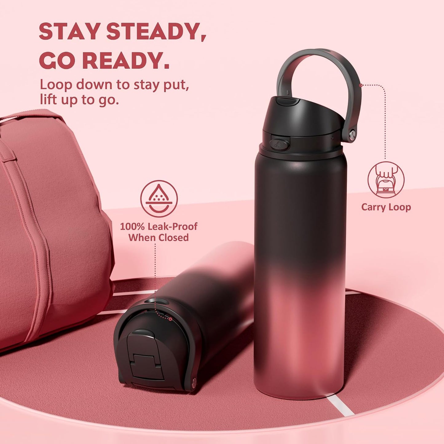 24 oz Stainless Steel Water Bottle: 2-in-1 Push-Button Spout & Quick-Flip Straw, Leakproof, Cold 24Hrs, Fits Car Cup Holder, Insulated Vacuum Flask for Sports, Trip, School Gift (Storm Hammer) - Colors A