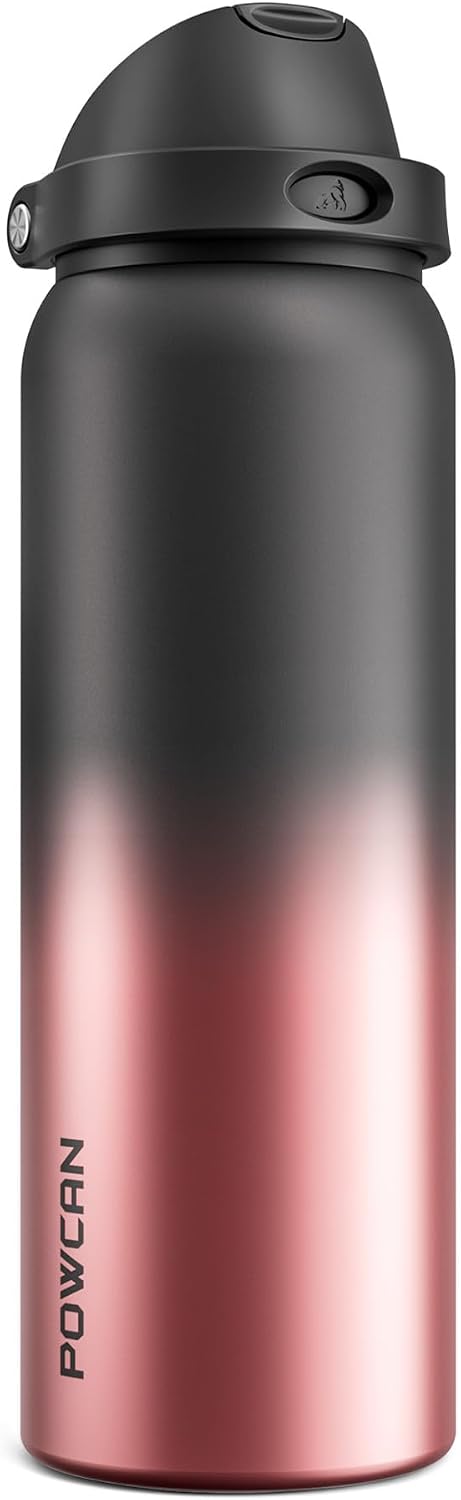 24 oz Stainless Steel Water Bottle: 2-in-1 Push-Button Spout & Quick-Flip Straw, Leakproof, Cold 24Hrs, Fits Car Cup Holder, Insulated Vacuum Flask for Sports, Trip, School Gift (Storm Hammer) - Colors A