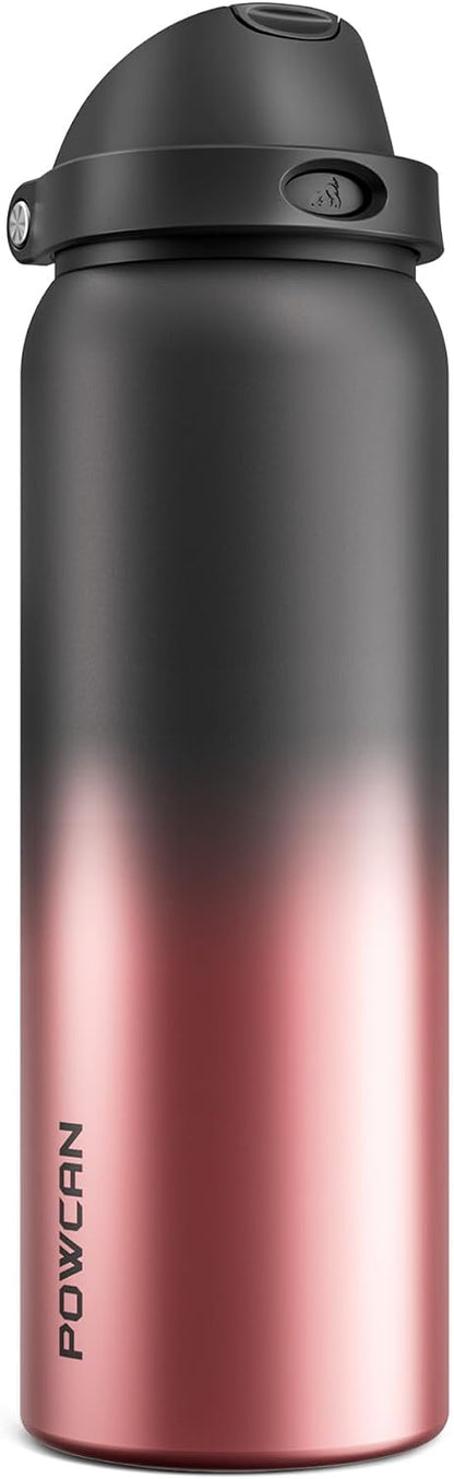 24 oz Stainless Steel Water Bottle: 2-in-1 Push-Button Spout & Quick-Flip Straw, Leakproof, Cold 24Hrs, Fits Car Cup Holder, Insulated Vacuum Flask for Sports, Trip, School Gift (Storm Hammer) - Colors A