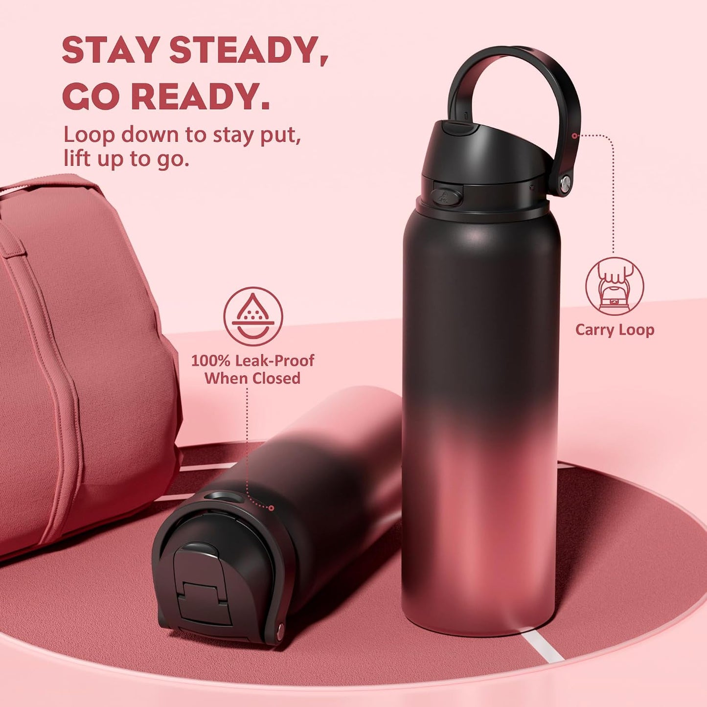 24 oz Stainless Steel Water Bottle: 2-in-1 Push-Button Spout & Quick-Flip Straw, Leakproof, Cold 24Hrs, Fits Car Cup Holder, Insulated Vacuum Flask for Sports, Trip, School Gift (Storm Hammer) - Colors A