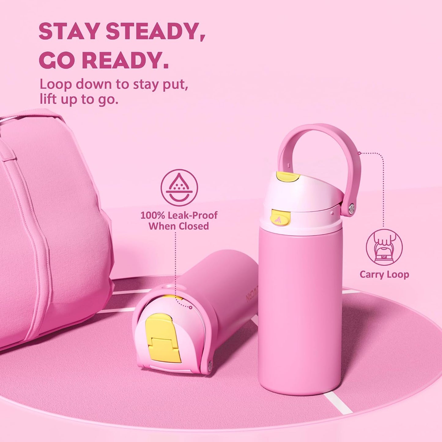 24 oz Stainless Steel Water Bottle: 2-in-1 Push-Button Spout & Quick-Flip Straw, Leakproof, Cold 24Hrs, Fits Car Cup Holder, Insulated Vacuum Flask for Sports, Trip, School Gift (Storm Hammer) - Colors A