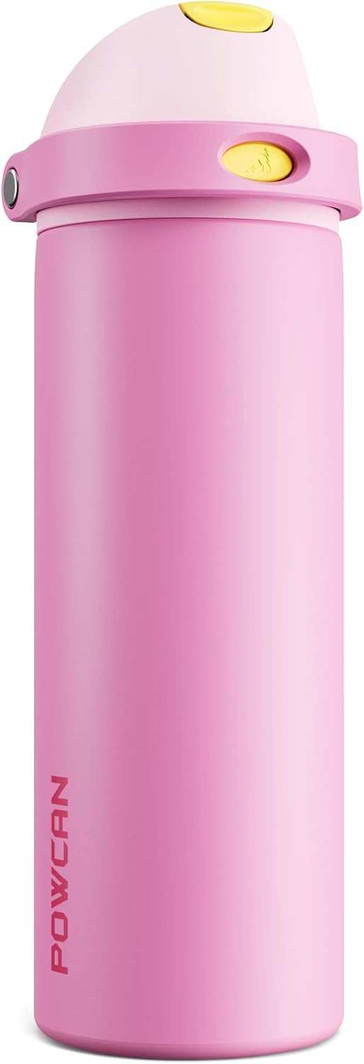 24 oz Stainless Steel Water Bottle: 2-in-1 Push-Button Spout & Quick-Flip Straw, Leakproof, Cold 24Hrs, Fits Car Cup Holder, Insulated Vacuum Flask for Sports, Trip, School Gift (Storm Hammer) - Colors A