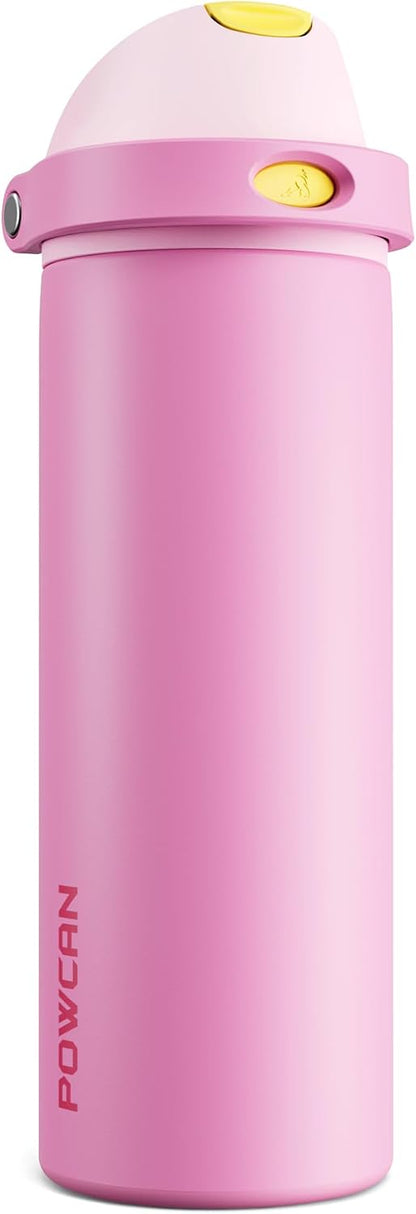 24 oz Stainless Steel Water Bottle: 2-in-1 Push-Button Spout & Quick-Flip Straw, Leakproof, Cold 24Hrs, Fits Car Cup Holder, Insulated Vacuum Flask for Sports, Trip, School Gift (Storm Hammer) - Colors A
