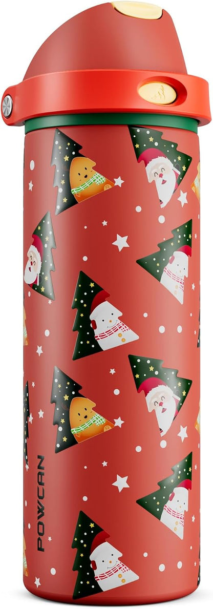 24 oz Stainless Steel Water Bottle: 2-in-1 Push-Button Spout & Quick-Flip Straw, Leakproof, Cold 24Hrs, Fits Car Cup Holder, Insulated Vacuum Flask for Sports, Trip, School Gift (Storm Hammer) - Colors A