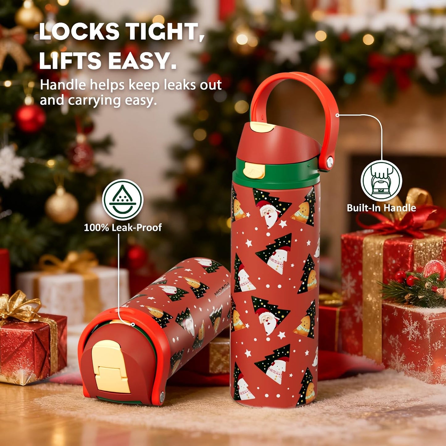 24 oz Stainless Steel Water Bottle: 2-in-1 Push-Button Spout & Quick-Flip Straw, Leakproof, Cold 24Hrs, Fits Car Cup Holder, Insulated Vacuum Flask for Sports, Trip, School Gift (Storm Hammer) - Colors A