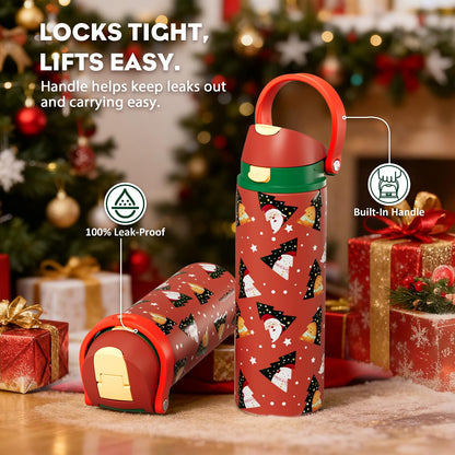 24 oz Stainless Steel Water Bottle: 2-in-1 Push-Button Spout & Quick-Flip Straw, Leakproof, Cold 24Hrs, Fits Car Cup Holder, Insulated Vacuum Flask for Sports, Trip, School Gift (Storm Hammer) - Colors A