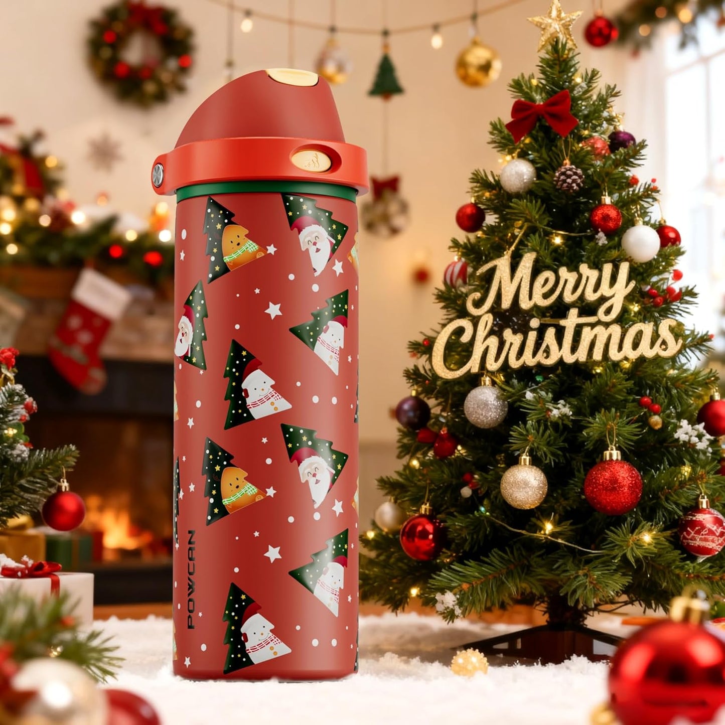24 oz Stainless Steel Water Bottle: 2-in-1 Push-Button Spout & Quick-Flip Straw, Leakproof, Cold 24Hrs, Fits Car Cup Holder, Insulated Vacuum Flask for Sports, Trip, School Gift (Storm Hammer) - Colors A