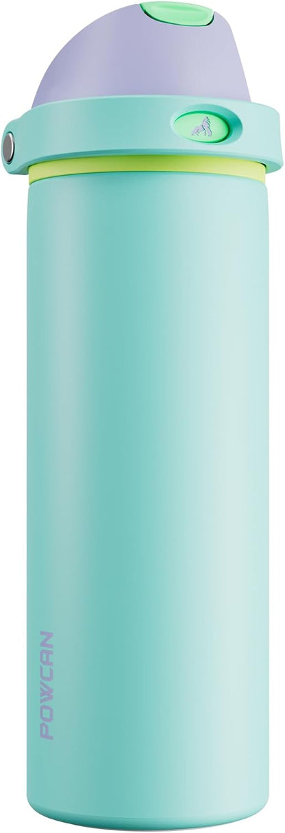 24 oz Stainless Steel Water Bottle: 2-in-1 Push-Button Spout & Quick-Flip Straw, Leakproof, Cold 24Hrs, Fits Car Cup Holder, Insulated Vacuum Flask for Sports, Trip, School Gift (Storm Hammer) - Colors A