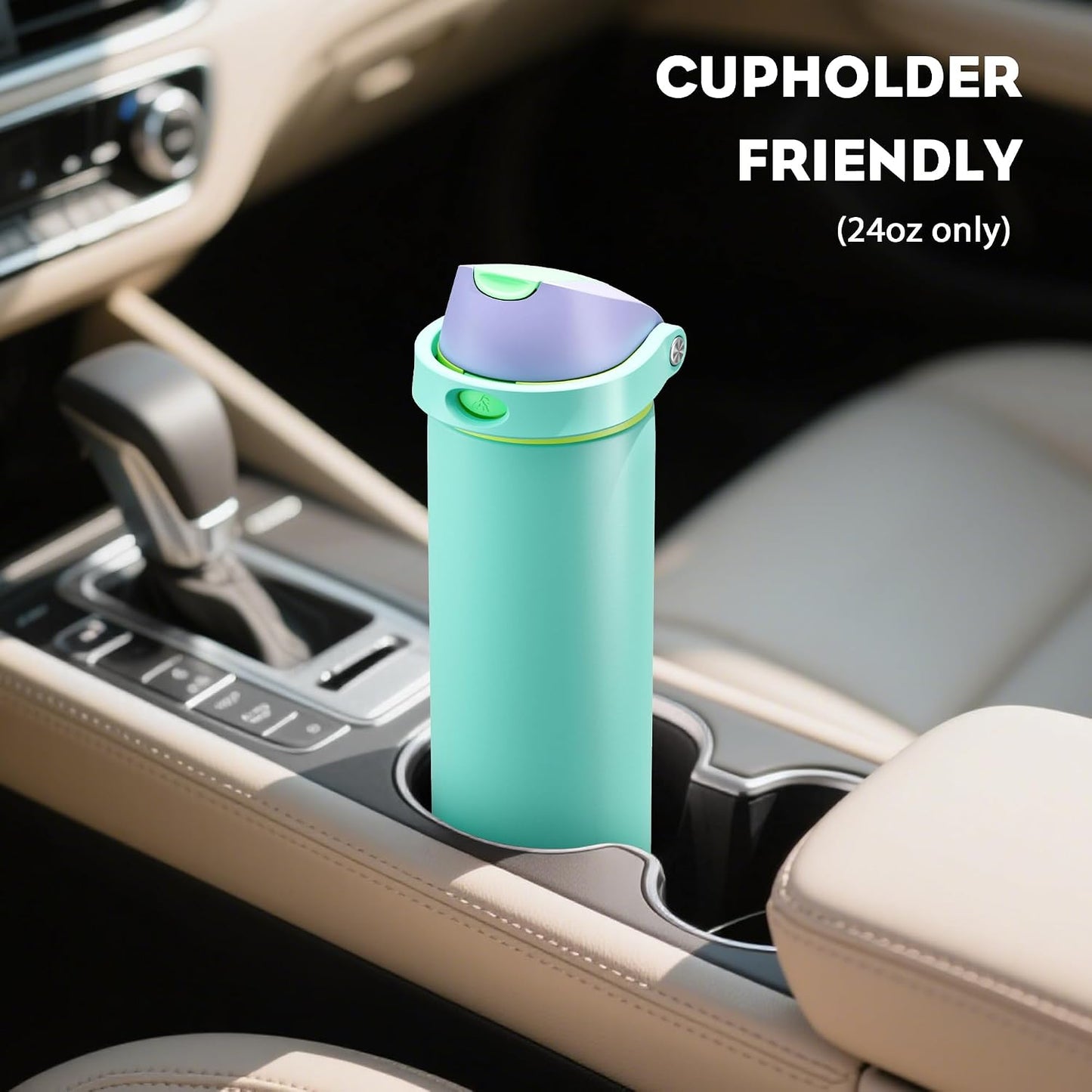 24 oz Stainless Steel Water Bottle: 2-in-1 Push-Button Spout & Quick-Flip Straw, Leakproof, Cold 24Hrs, Fits Car Cup Holder, Insulated Vacuum Flask for Sports, Trip, School Gift (Storm Hammer) - Colors A