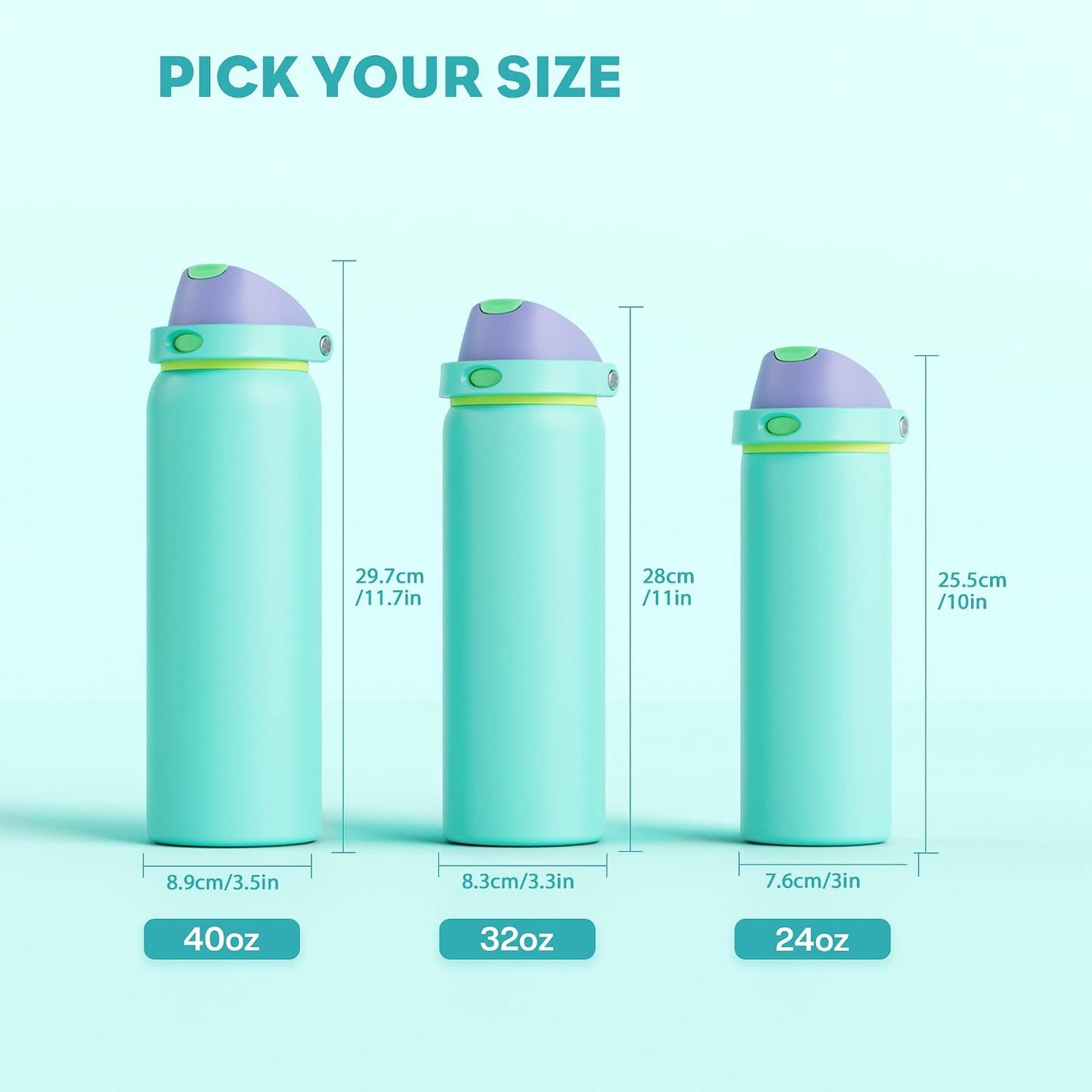 24 oz Stainless Steel Water Bottle: 2-in-1 Push-Button Spout & Quick-Flip Straw, Leakproof, Cold 24Hrs, Fits Car Cup Holder, Insulated Vacuum Flask for Sports, Trip, School Gift (Storm Hammer) - Colors A