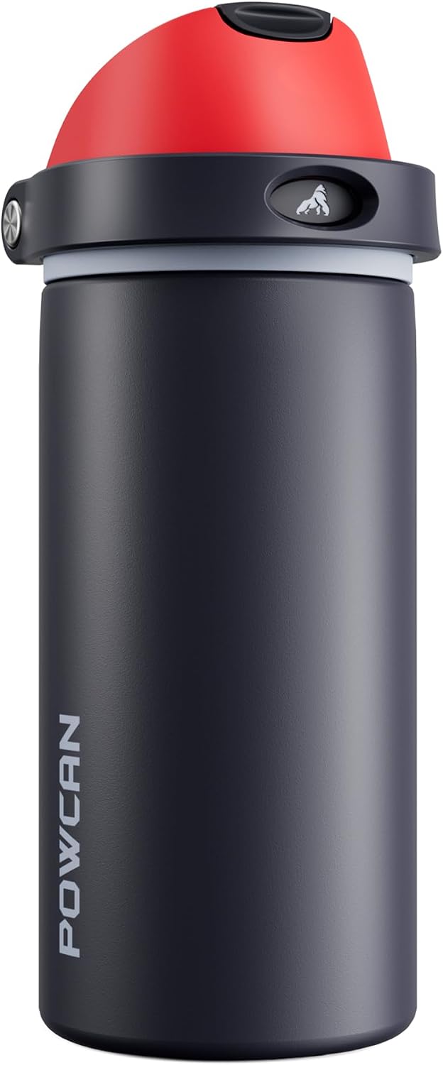 24 oz Stainless Steel Water Bottle: 2-in-1 Push-Button Spout & Quick-Flip Straw, Leakproof, Cold 24Hrs, Fits Car Cup Holder, Insulated Vacuum Flask for Sports, Trip, School Gift (Storm Hammer) - Colors A