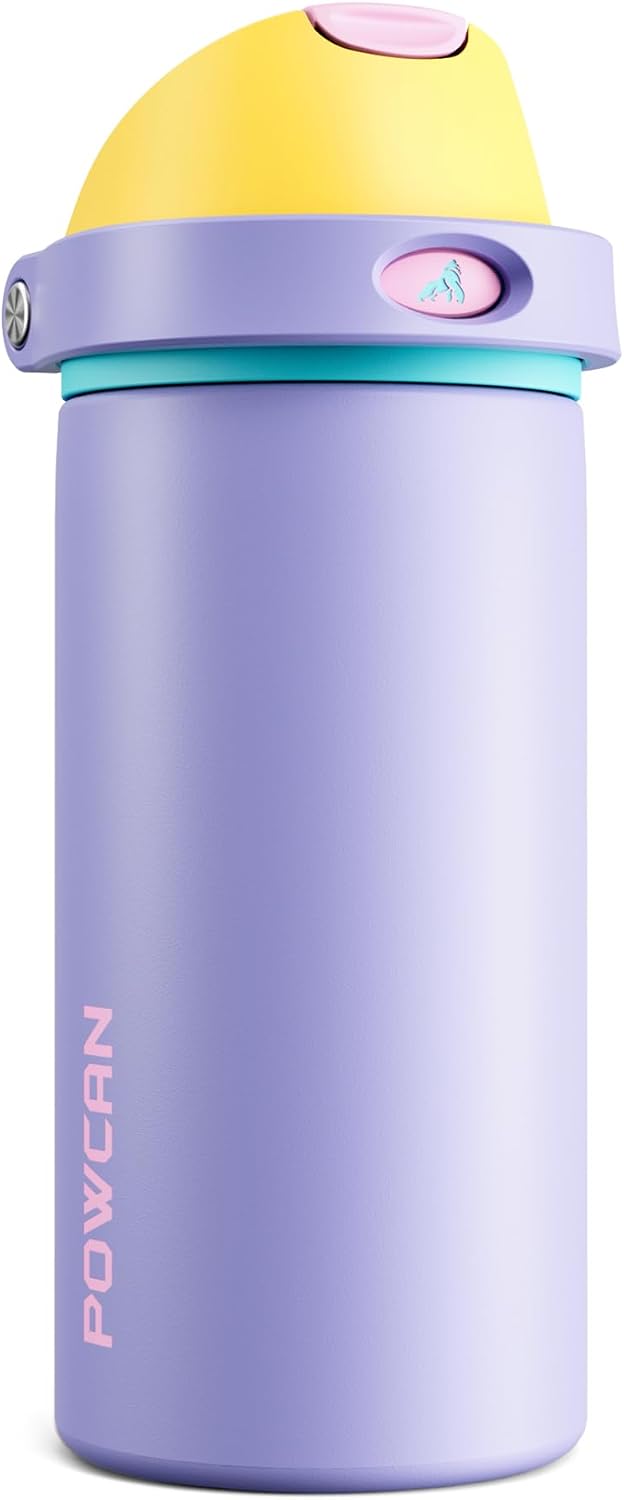 24 oz Stainless Steel Water Bottle: 2-in-1 Push-Button Spout & Quick-Flip Straw, Leakproof, Cold 24Hrs, Fits Car Cup Holder, Insulated Vacuum Flask for Sports, Trip, School Gift (Storm Hammer) - Colors A