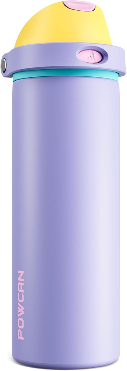 24 oz Stainless Steel Water Bottle: 2-in-1 Push-Button Spout & Quick-Flip Straw, Leakproof, Cold 24Hrs, Fits Car Cup Holder, Insulated Vacuum Flask for Sports, Trip, School Gift (Storm Hammer) - Colors A