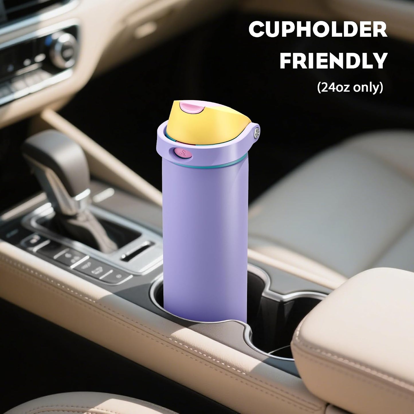 24 oz Stainless Steel Water Bottle: 2-in-1 Push-Button Spout & Quick-Flip Straw, Leakproof, Cold 24Hrs, Fits Car Cup Holder, Insulated Vacuum Flask for Sports, Trip, School Gift (Storm Hammer) - Colors A