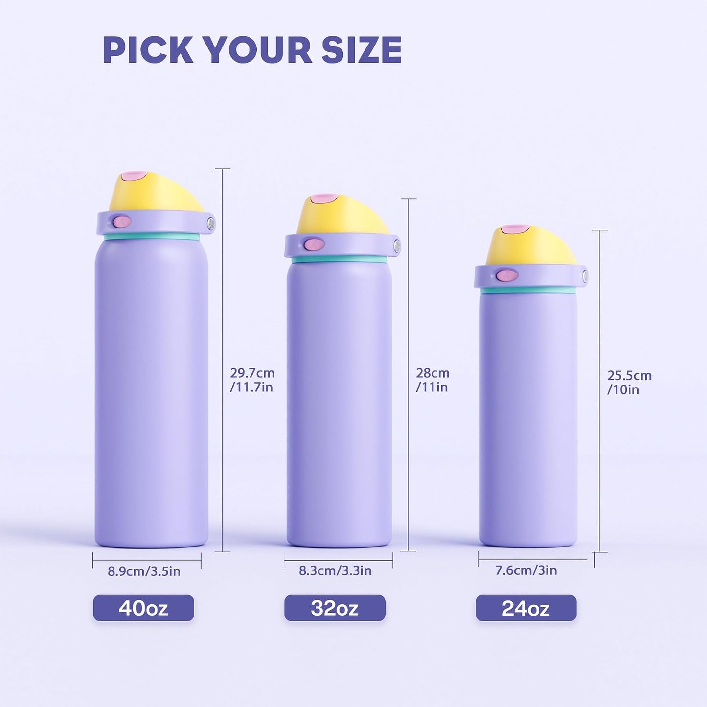 24 oz Stainless Steel Water Bottle: 2-in-1 Push-Button Spout & Quick-Flip Straw, Leakproof, Cold 24Hrs, Fits Car Cup Holder, Insulated Vacuum Flask for Sports, Trip, School Gift (Storm Hammer) - Colors A