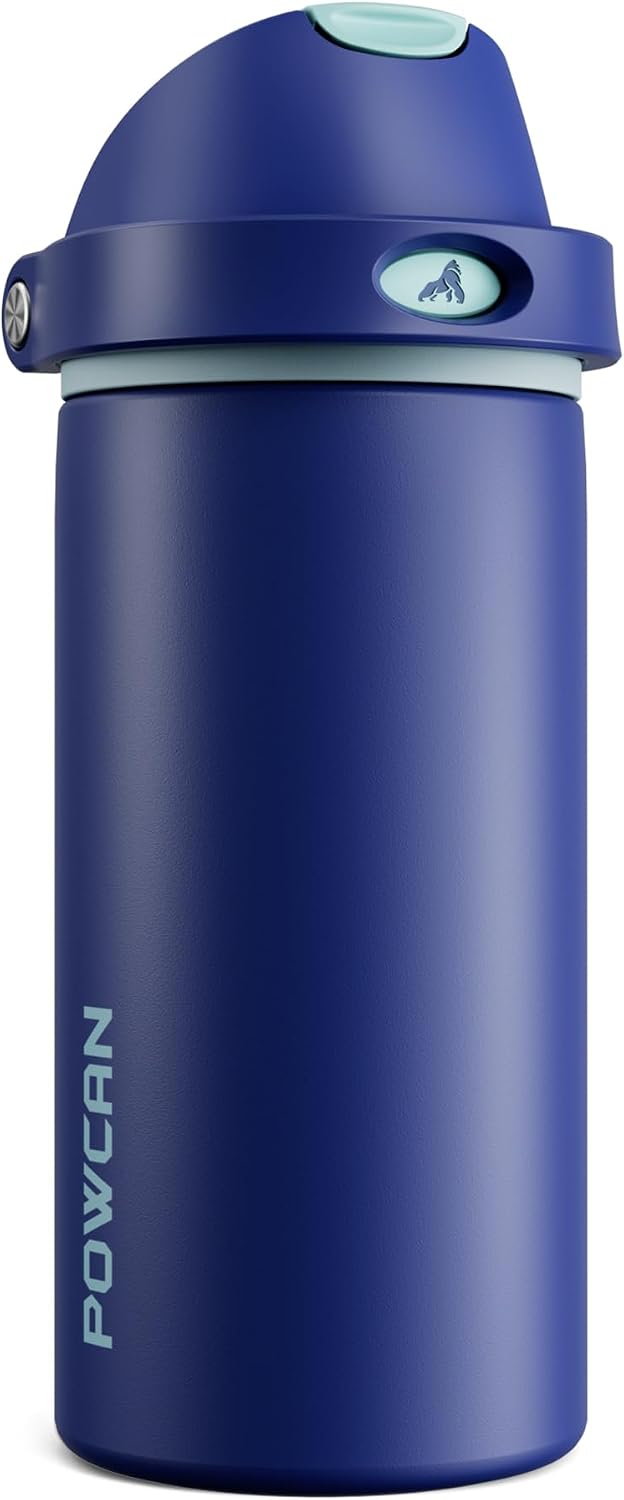 24 oz Stainless Steel Water Bottle: 2-in-1 Push-Button Spout & Quick-Flip Straw, Leakproof, Cold 24Hrs, Fits Car Cup Holder, Insulated Vacuum Flask for Sports, Trip, School Gift (Storm Hammer) - Colors A