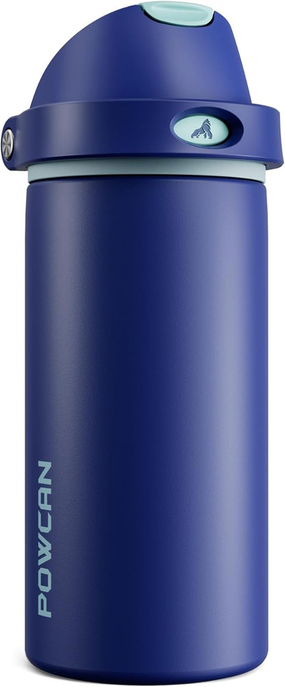 24 oz Stainless Steel Water Bottle: 2-in-1 Push-Button Spout & Quick-Flip Straw, Leakproof, Cold 24Hrs, Fits Car Cup Holder, Insulated Vacuum Flask for Sports, Trip, School Gift (Storm Hammer) - Colors A