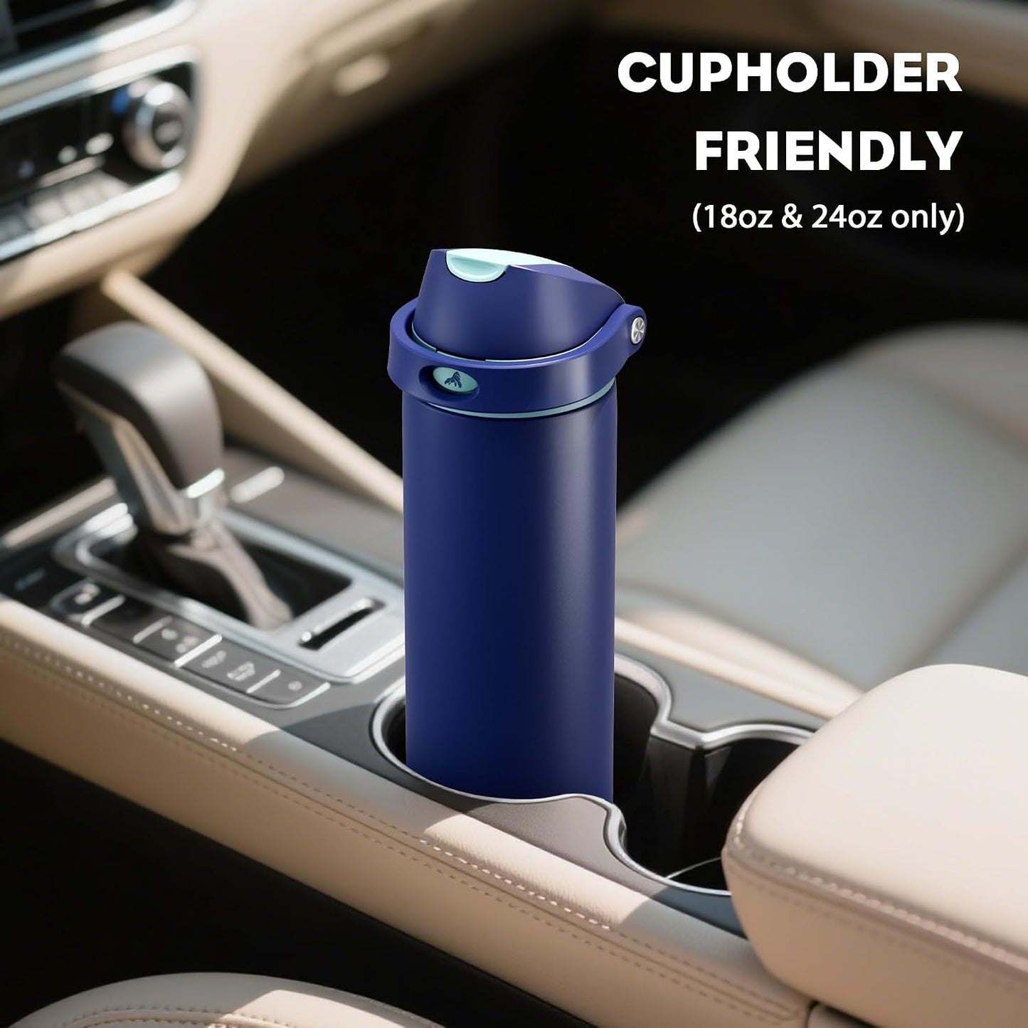 24 oz Stainless Steel Water Bottle: 2-in-1 Push-Button Spout & Quick-Flip Straw, Leakproof, Cold 24Hrs, Fits Car Cup Holder, Insulated Vacuum Flask for Sports, Trip, School Gift (Storm Hammer) - Colors A