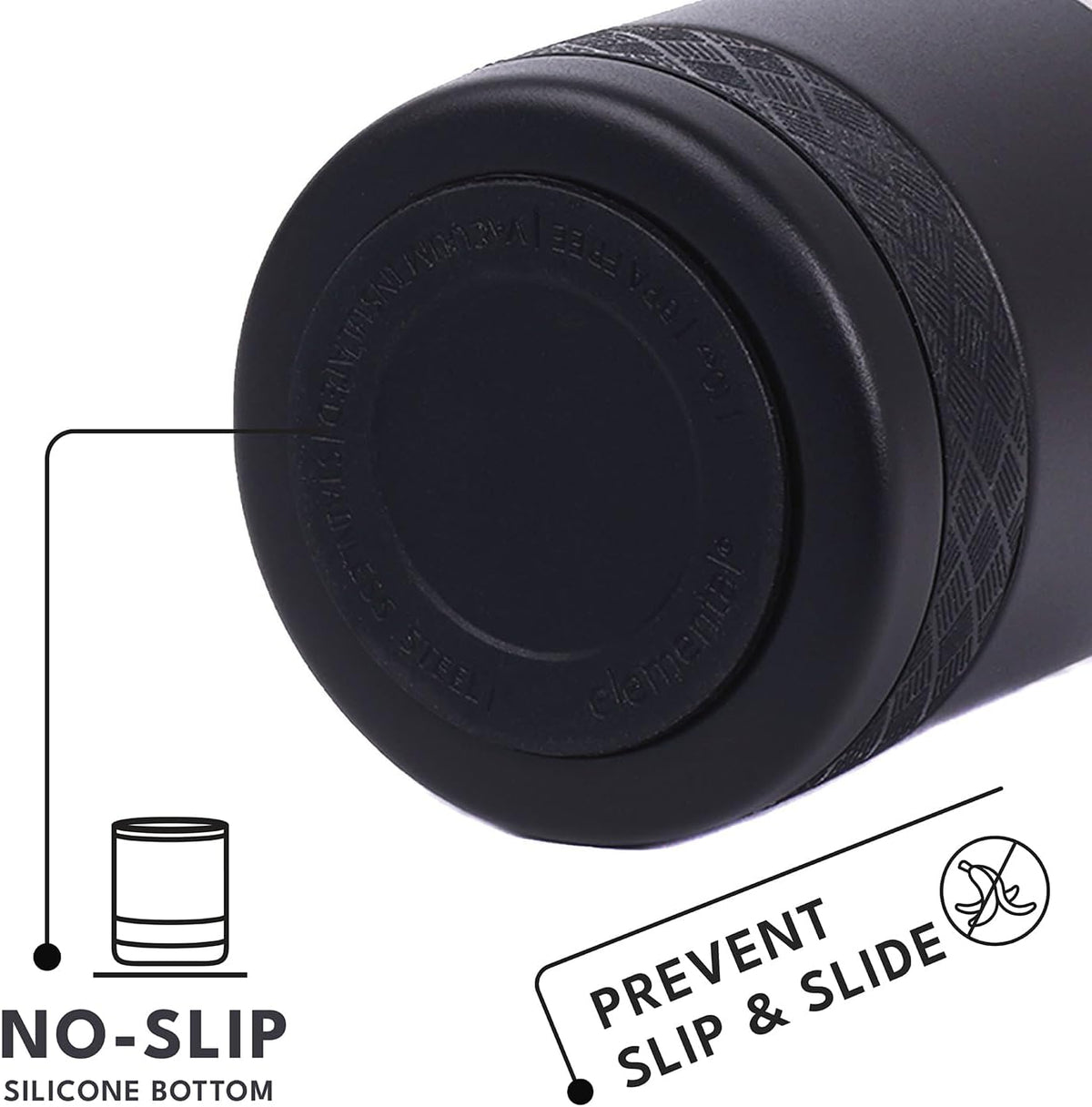 Recess Lowball Tumbler, 10oz Triple Wall Stainless Steel Cup with Non-Shattered Tritan Lid, Insulated Whiskey Glass, Insulated Coffee Tumbler Mug for Hot & Cold Drinks - Black